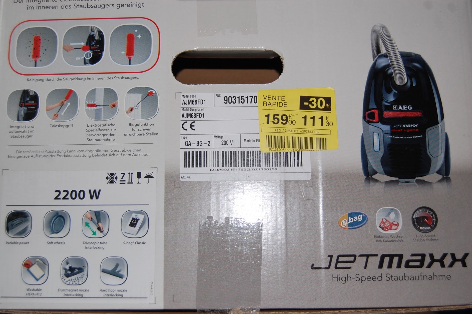 10x Etana sac d'aspirateur compatible avec AEG Jetmaxx Jet Maxx