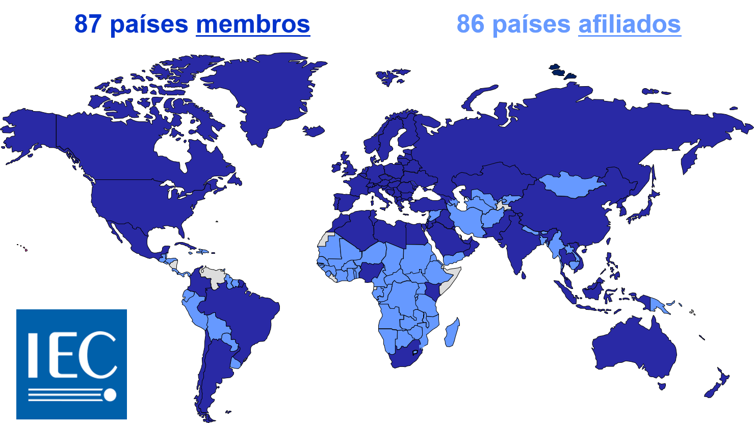 Países membros da IEC - Alcance Global
