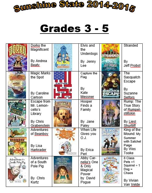 Gulf Beaches Library School Age Kids Sunshine State List 2014 2015