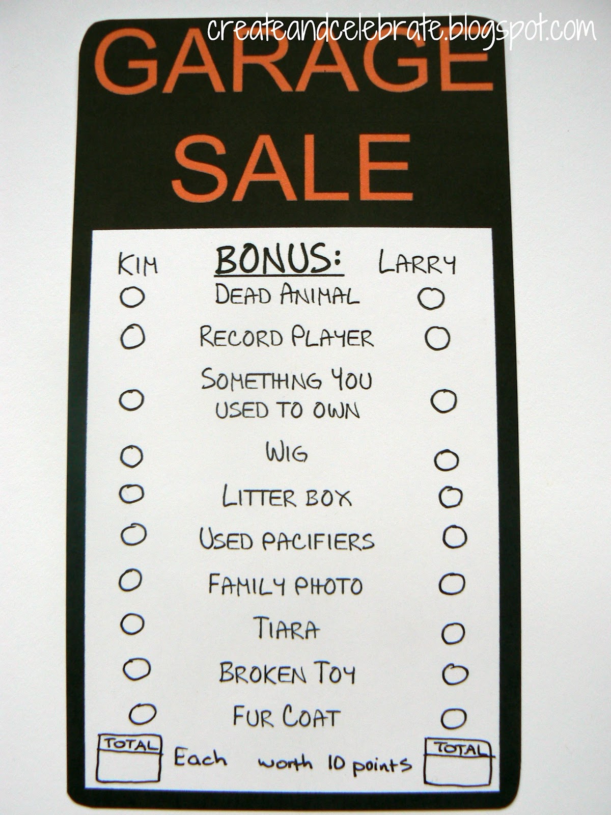 Create & Celebrate April Date Garage Sale Scavenger Hunt