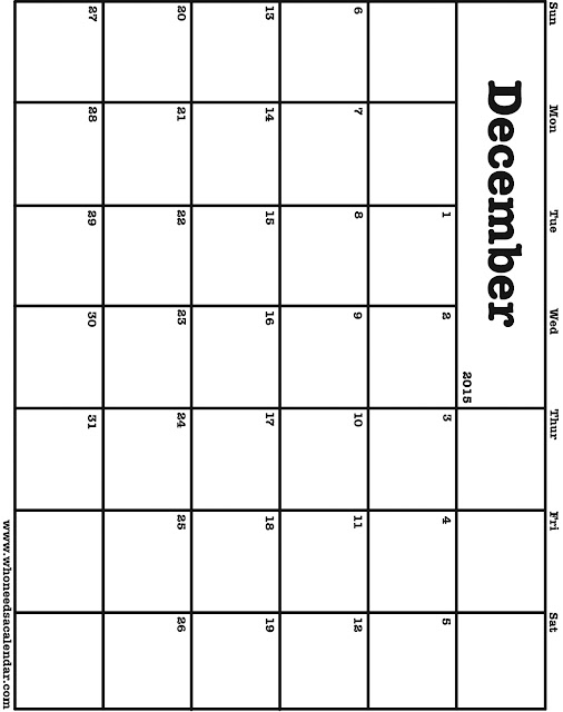 Free December 2015 Calendar
