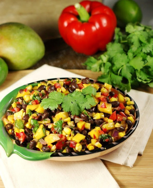 Roasted Corn, Black Bean, and Mango Salsa from The Kitchen is my Playground 