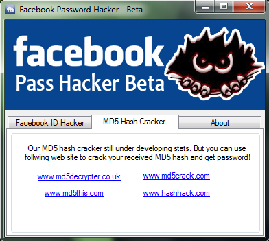 hack facebook account using md5 hash