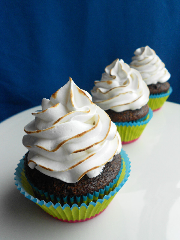 Chocolate Graham Cracker Cupcakes with Toasted Marshmallow Frosting