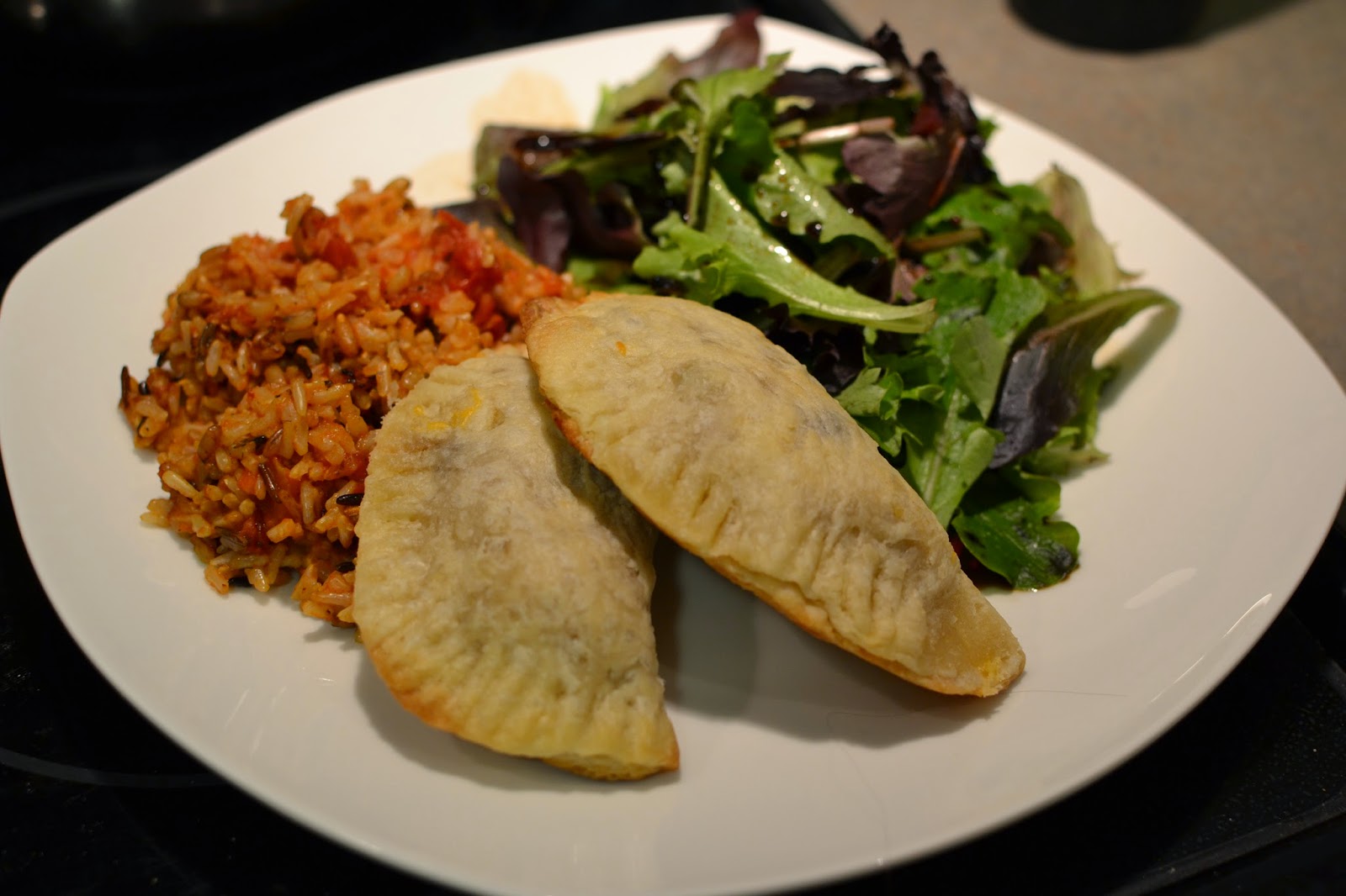 the eibls Black Bean Empanadas and Spanish Rice