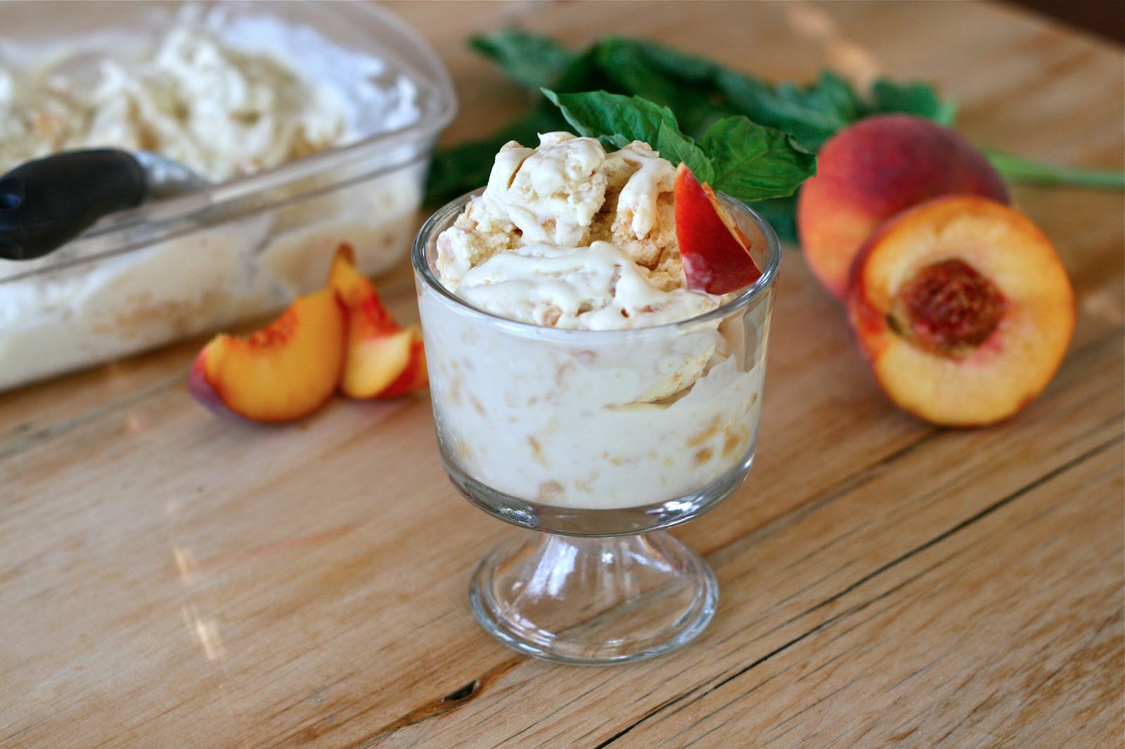 P is for {grilled} Peach Basil Ice Cream