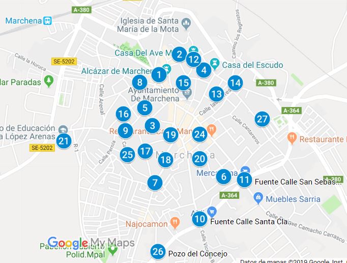 Gymkhana.- Mapa de las Fuentes Históricas de Marchena (IES López de Arenas)