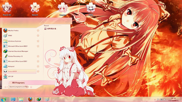 Theme Win 7 Fujiwara No Mokou Touhou Project Themes