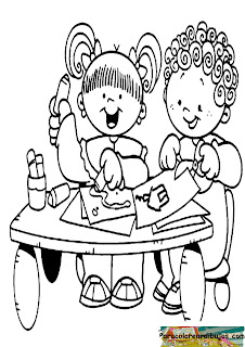 niños en clase de dibujo para colorear :Colorear dibujos
