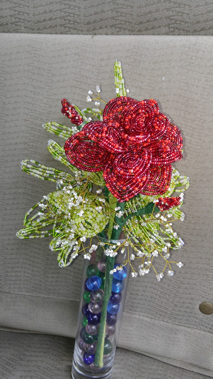 My daughters and I made a beaded rose last night.
