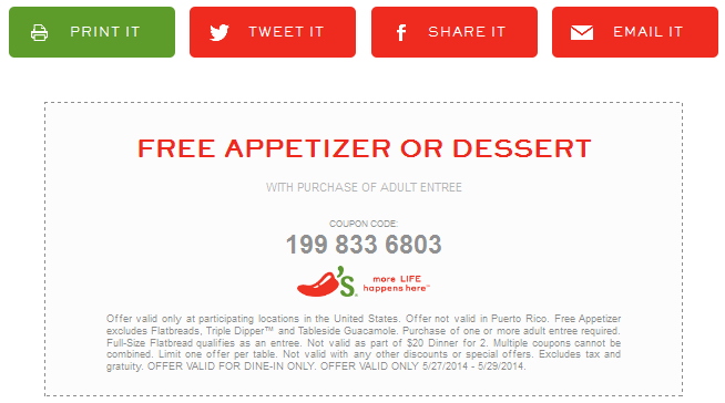 Chili's coupon code