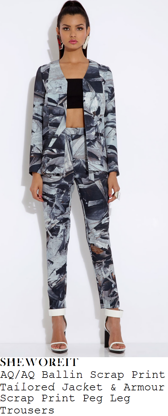 sam-faiers-grey-silver-and-black-abstract-scrap-metal-print-tailored-blazer-jacket-and-trouser-suit-this-morning sam-faiers-grey-silver-and-black-abstract-scrap-metal-print-tailored-blazer-jacket-and-trouser-suit-this-morning