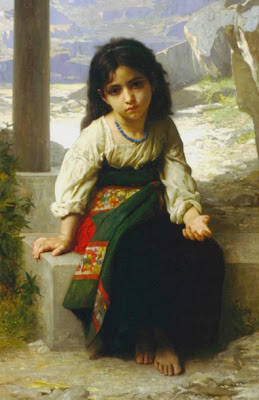 "Le Petite Mendiante" (Pequena Menina Pedinte) de William Bougueau - Óleo sobre tela, 1888