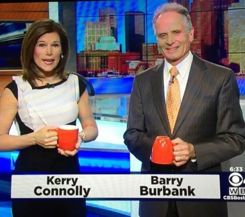 cbs tv morning news anchor funny fail coffee cup upside down kerry connolly barry burbank cbs tv news anchor fail