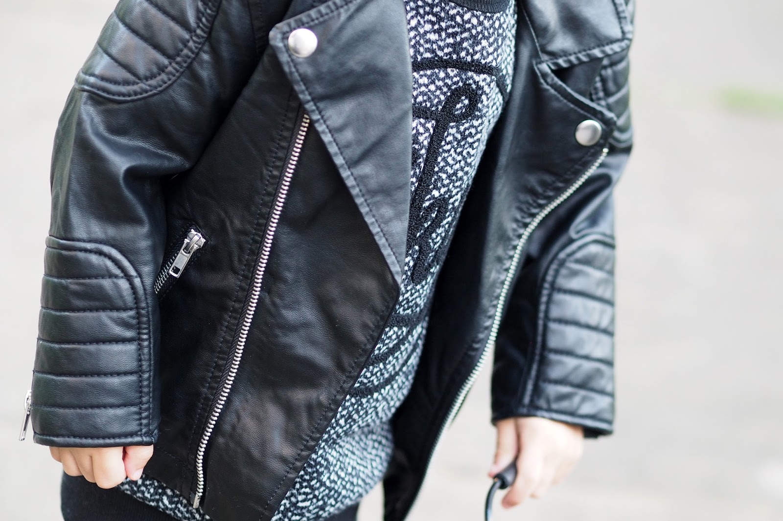 Kids Leather Look Jacket My Bubba Me Jacket H M Similar River Island Hat Next Trainers Adidas Jumper Bottoms Zara My Bubba Is Sporting An All Black Outfit With A