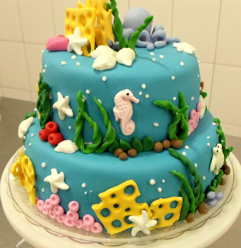 Paty´s Cakes Fundo do Mar Bolo Decorado com Pasta Americana