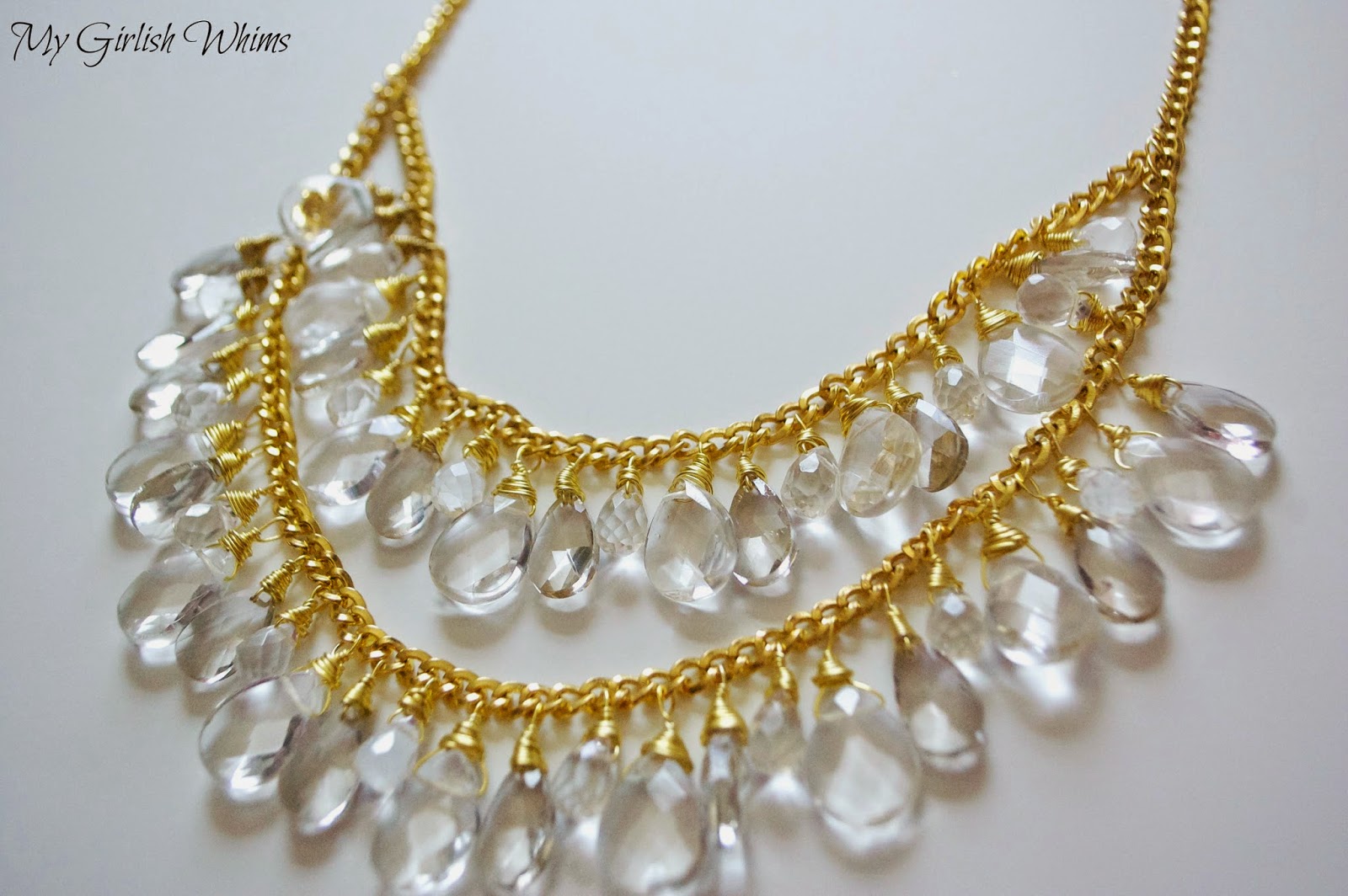 DIY Gold Crystal Drop Necklace My Girlish Whims