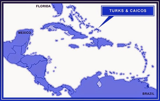 Turks & Caicos on the map Turks & Caicos on the map