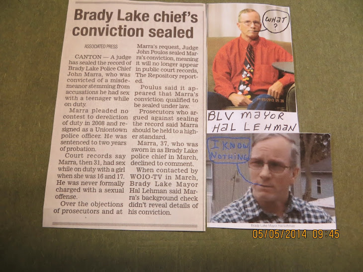 Brady Lake Village mayor Hal Lehman can't remember what lie goes where !