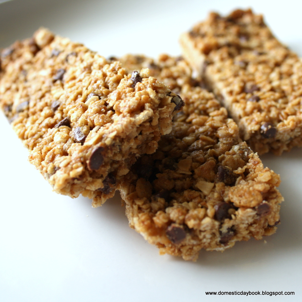 My Domestic Daybook Homemade Peanut Butter Chocolate Chip Granola Bars
