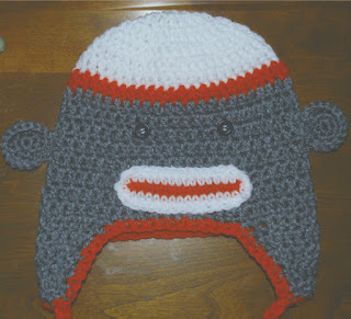 Crochet Sock Monkey Ear flap Hat