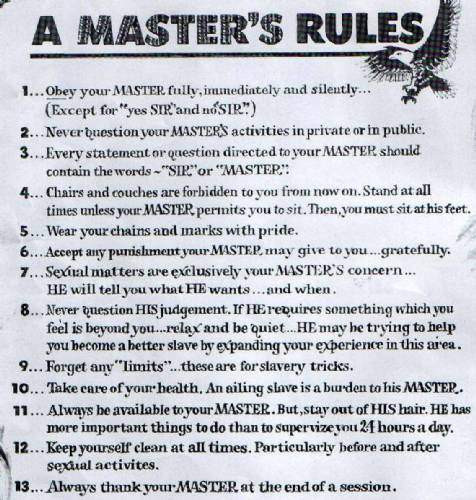 rules Bdsm master