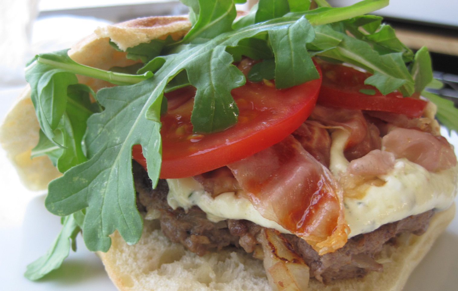 This Couple's Palate Fig Goat Cheese Burger with Crispy Prosciutto