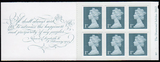 Retail booklet og 6 x 1st class jubilee definitives issued 1 October 2012.