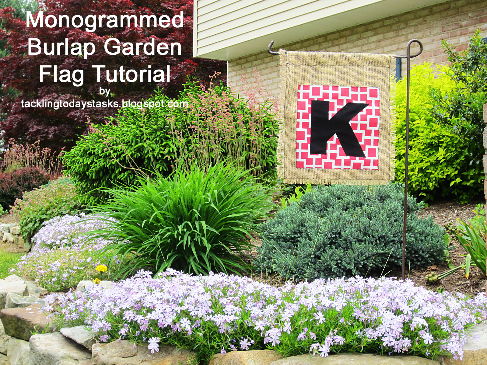Monogrammed Burlap Garden Flag Tutorial Tackling Today S Tasks