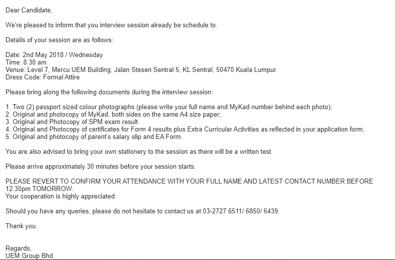 uem scholarship 2nd stage interview 2nd interview