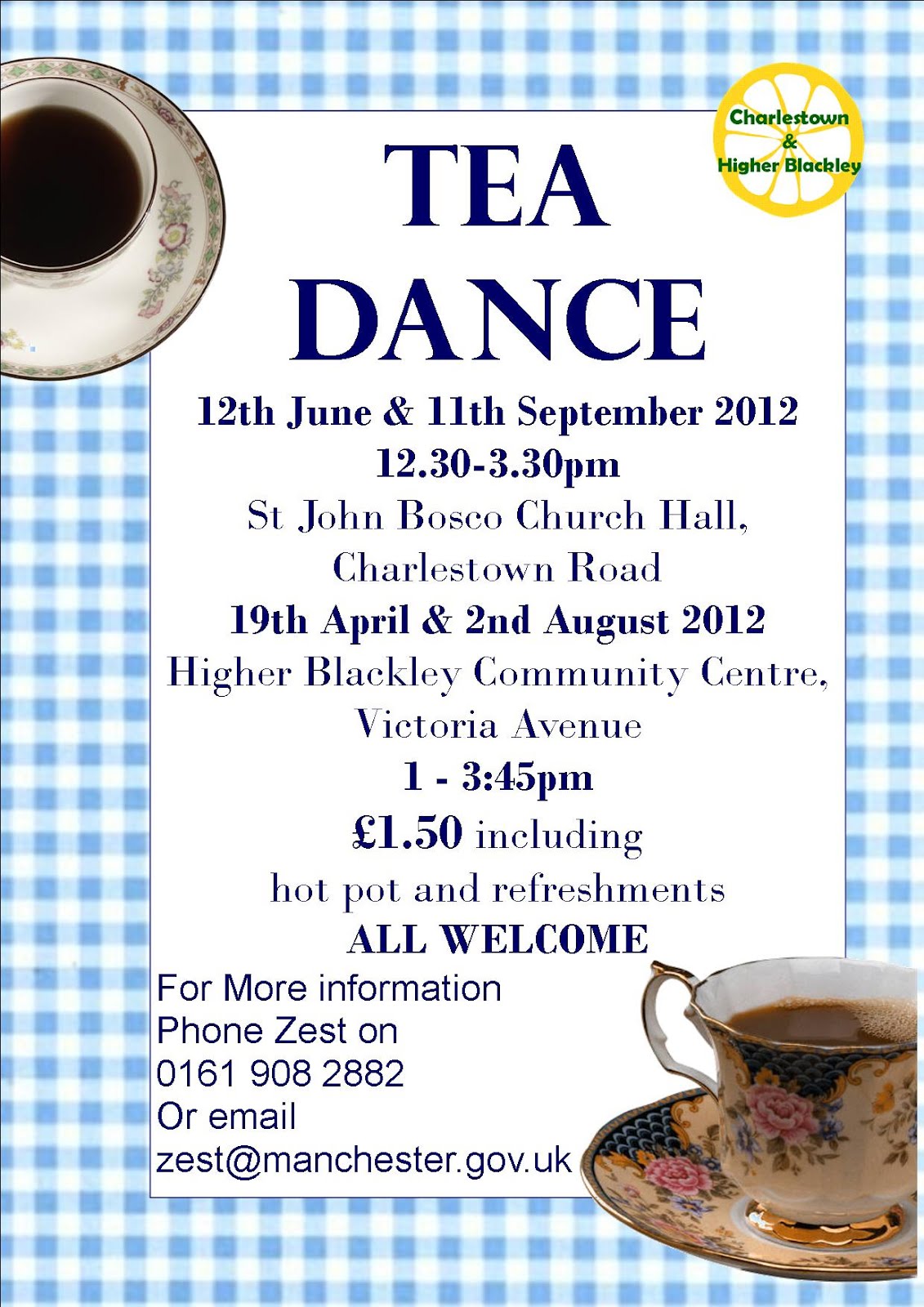Zest Activities North Manchester Charlestown and Higher Blackley Tea Dances