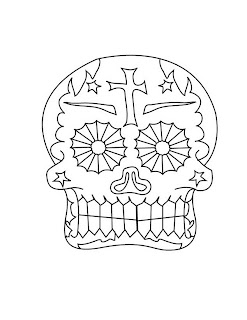 Dibujo para colorear del dia de muertos calaberas