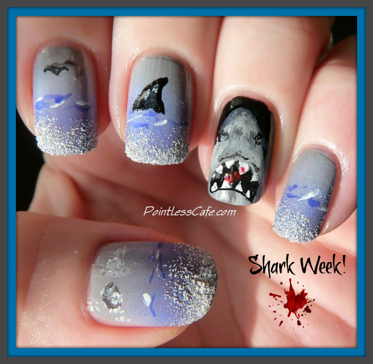 Shark Week Nail Art Pointless Cafe Shark Week Nail Art