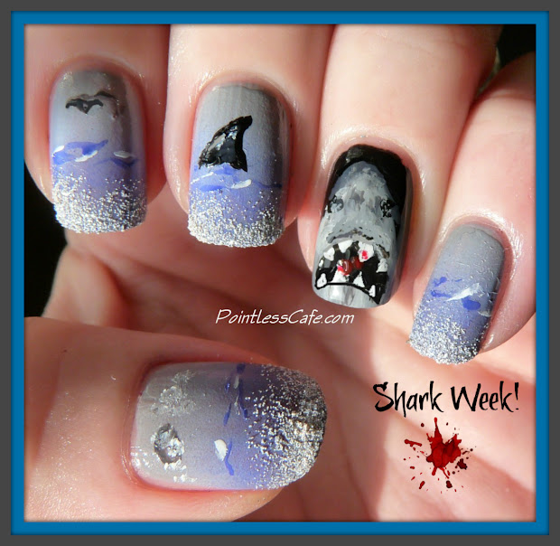 shark week nail art pointless