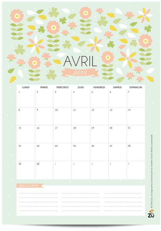 Freebies Printable April Wall Calendar! Art And Chic