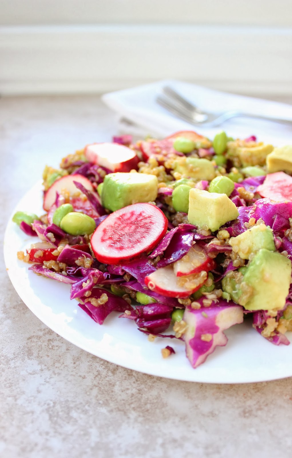 Stew or a Story: Colorful Quinoa Salad with Purple Cabbage, Edamame ...