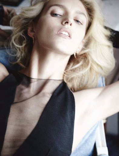 Anja Rubik goes topless for Vogue Germany Magazine March 2014 Photoshoot