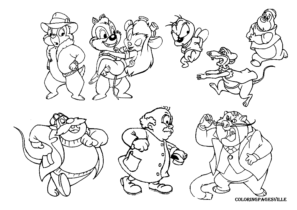 Chip y Dale para dibujar colorear recortar y pegar - colorearrr
