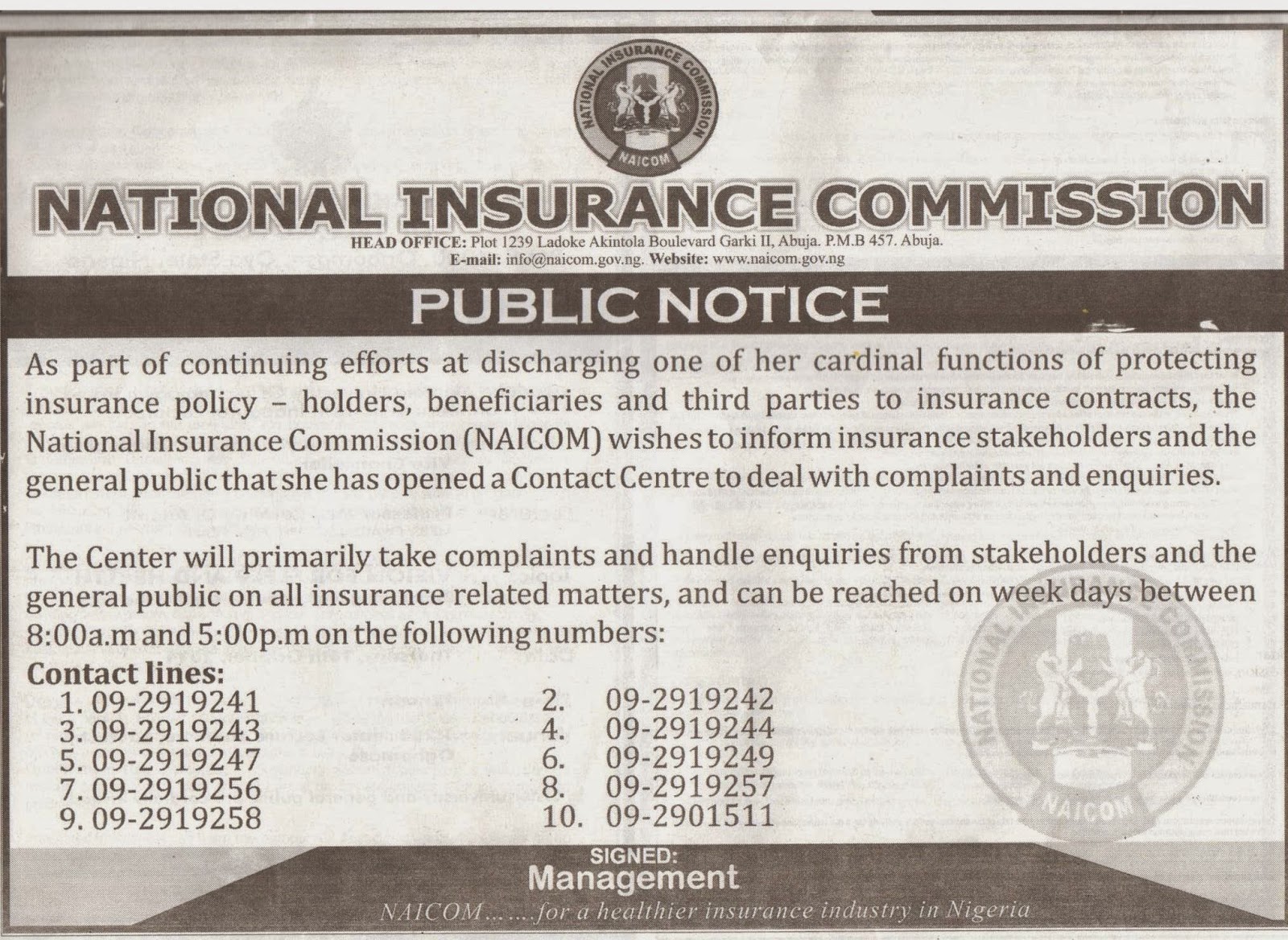 National Insurance Commission Help Desk