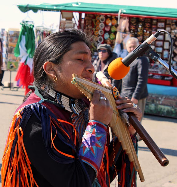 Stock Pictures Street musicians playing the panpipe