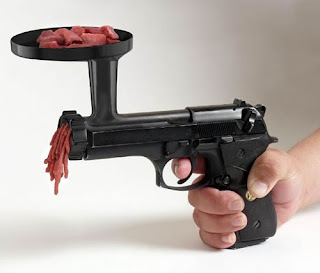 funny weapons fail picture meat grinder handgun
