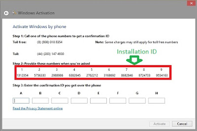 Activate windows 8 get ID confirmation