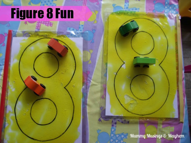 Crossing the Midline Figure 8 Activity - Mummy Musings & Mayhem Toddler car track crossing midline activity