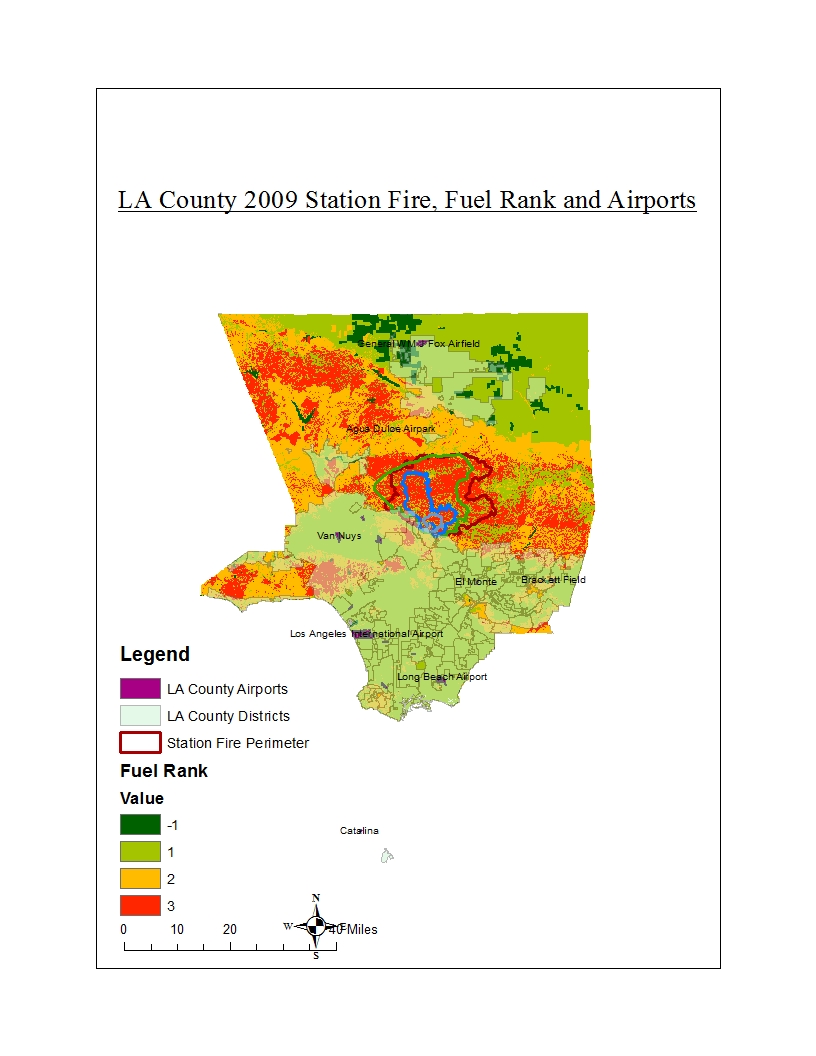the thematic map displayed above shows the spread of the fire over time through the angeles national forest the fuel rank and major airports in the county the thematic map displayed above shows the spread of the fire over time through the angeles national forest the fuel rank and major airports in the county