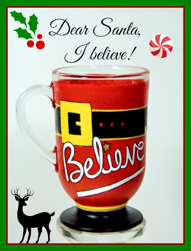 I Believe hand painted coffee mug Santa inspired "I Believe" hand painted coffee mug