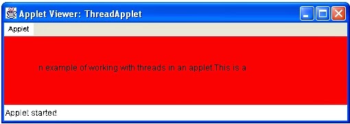 Write a simple program of applet that uses the concept of thread