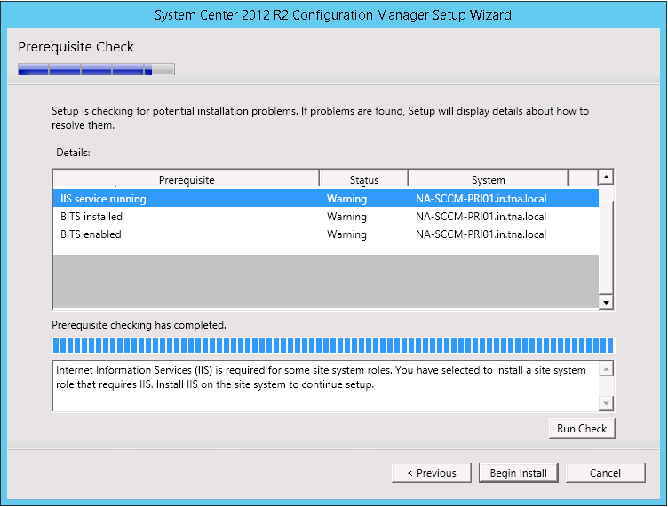 The Robot Archive SCCM 2012 R2 Install IIS BITS Warning in