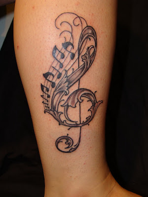 Some mixes a musical note with a symbol of their faith expressing their 