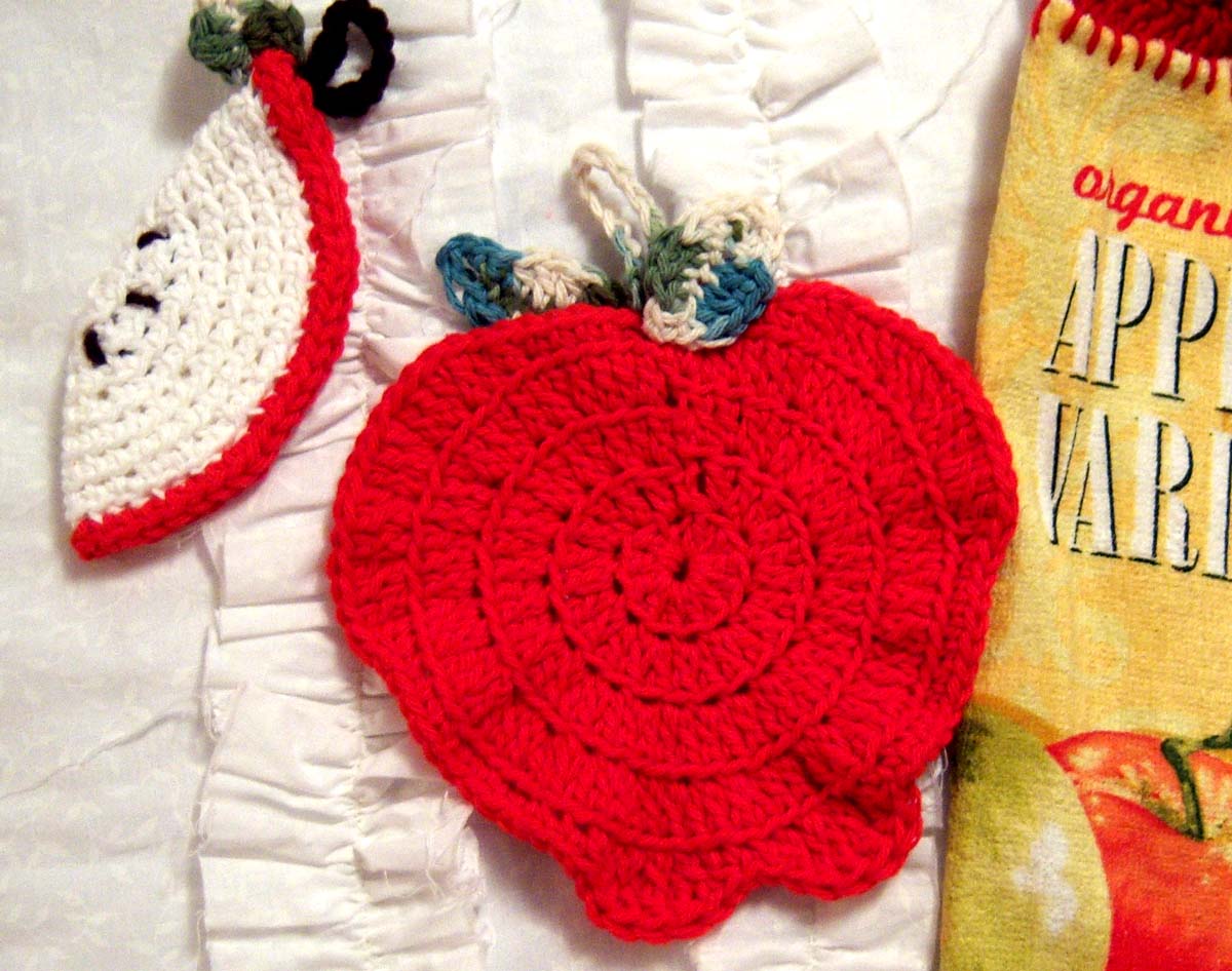 Shoregirl's Creations Crocheted Apple Hot Pad