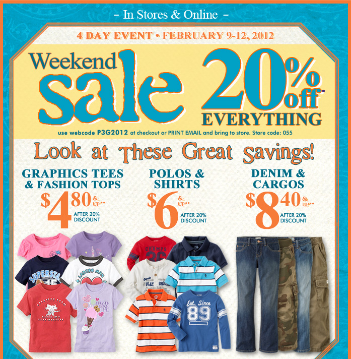 Children's Place Extra 20 Off Sale Prices + 2.5 Cash Back + 10 Gift